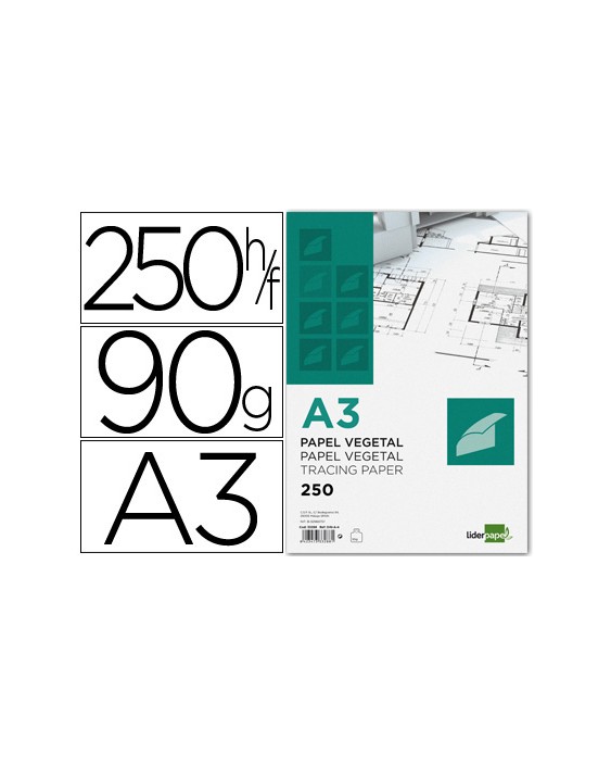 Papel vegetal liderpapel 90gr 297x420mm
