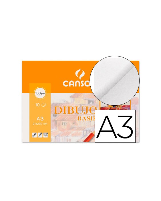 Papel dibujo basik 130 gr din a3 29,7x42 cm minipack de 10 hojas