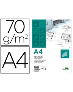 Papel vegetal liderpapel a4 70gr 210x297mm sobre de 12 hojas