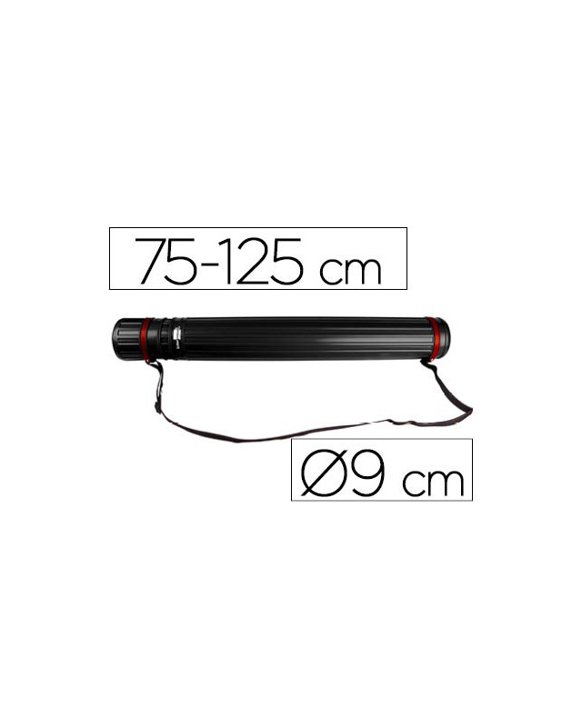 Portaplanos plastico liderpapel diametro 9 cm extensible hasta 125 cm negro