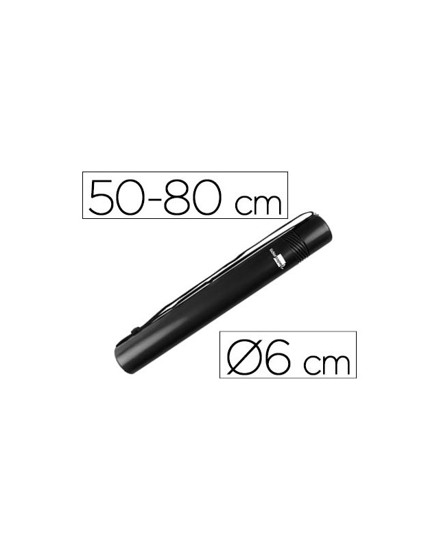 Portaplanos plastico liderpapel diametro 6 cm extensible hasta 80 negro