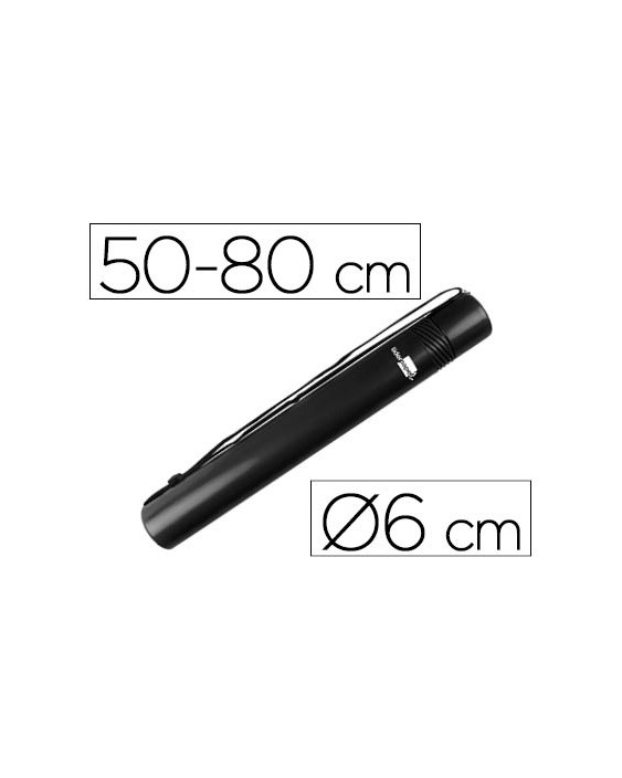 Portaplanos plastico liderpapel diametro 6 cm extensible hasta 80 negro