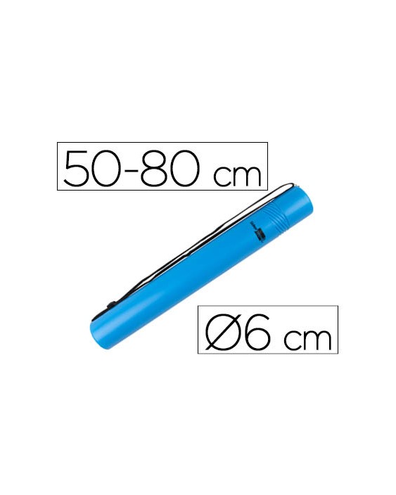 Portaplanos plastico liderpapel diametro 6 cm extensible hasta 80 azul