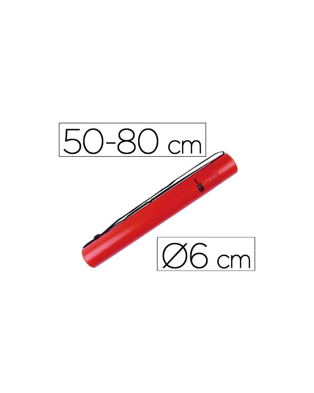 Portaplanos plastico liderpapel diametro 6 cm extensible hasta 80 rojo