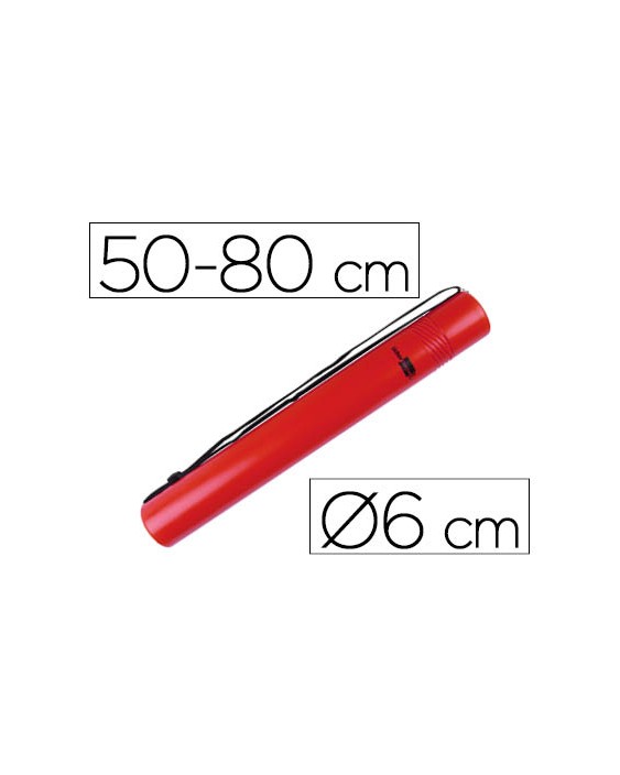 Portaplanos plastico liderpapel diametro 6 cm extensible hasta 80 rojo