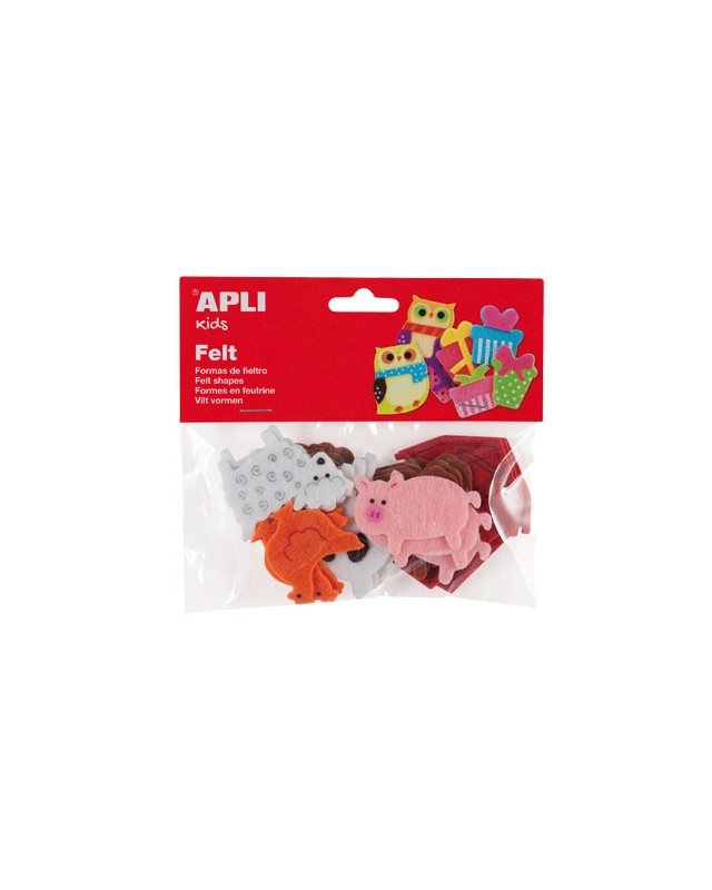 Figura de fieltro apli con forma de animales bolsa de 18 unidades surtidas