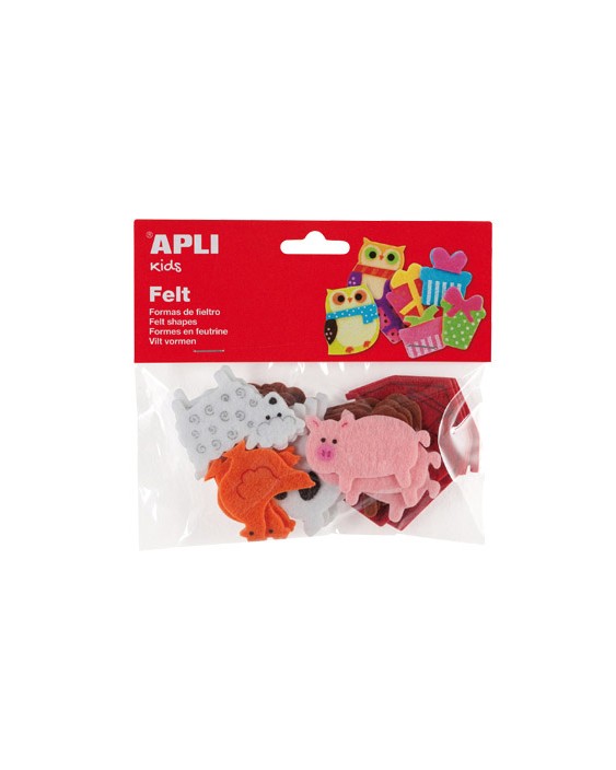 Figura de fieltro apli con forma de animales bolsa de 18 unidades surtidas
