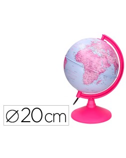 Globo terraqueo liderpapel con luz fisico y politico diametro 20 cm color rosa