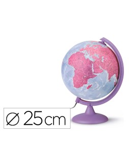 Globo terraqueo nova rico con luz base y meridiano color morado diametro 25 cm
