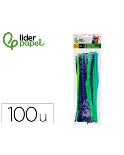 Limpiapipas de chenilla liderpapel 30 cm colores mate surtidos bolsa de 100 unidades