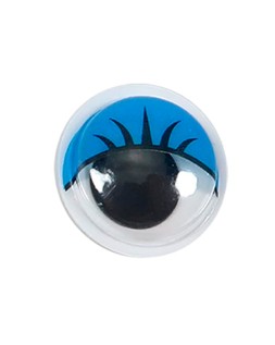 Ojo adhesivo liderpapel 10 mm con pupila negra y pestaña de color azul pack de 66 unidades