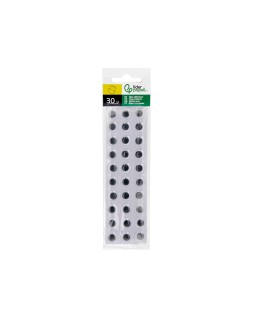 Ojo adhesivo liderpapel 12 mm blanco con pupila negra pack de 30 unidades