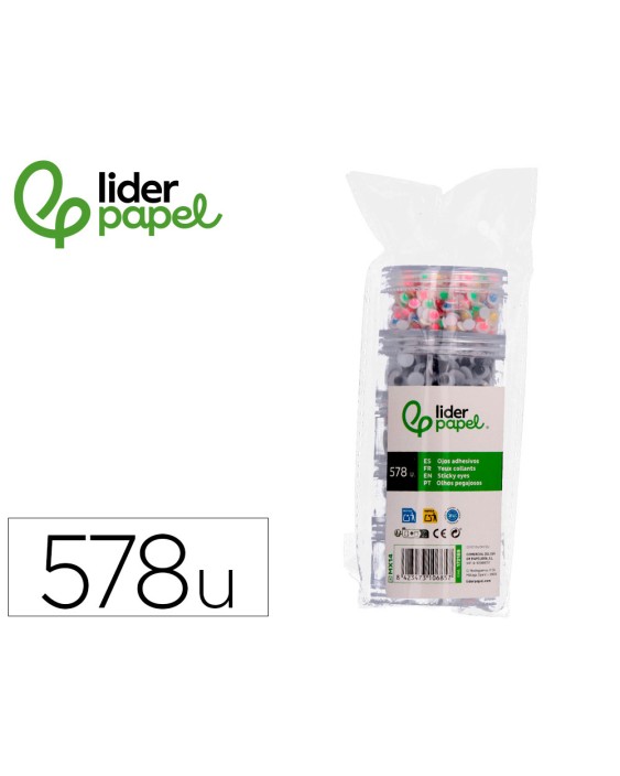Ojo liderpapel tamaños y colores surtidos 5 botes adaptables con 578 unidades