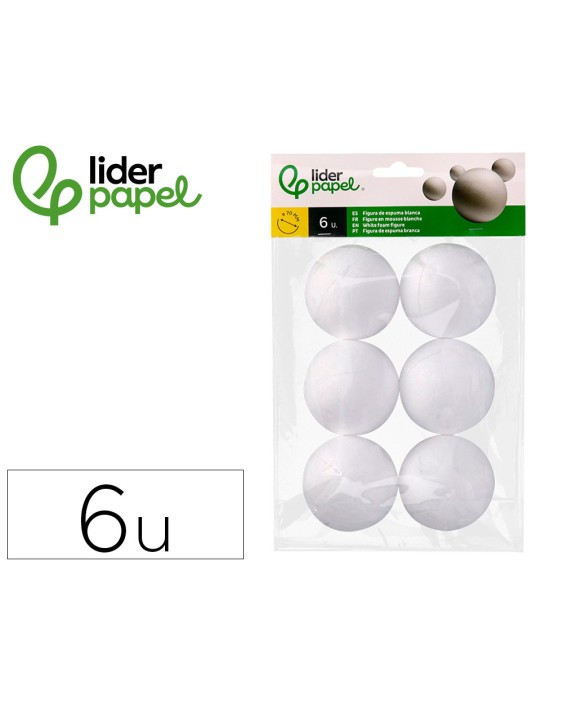 Figura de espuma blanca liderpapel bola de 7 cm bolsa con 6 unidades