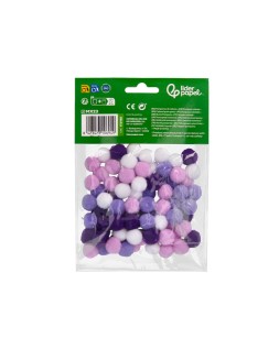 Pompones de colores liderpapel 1,5 cm tonalidades violeta bolsa con 80 unidades