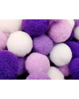 Pompones de colores liderpapel 1,5 cm tonalidades violeta bolsa con 80 unidades