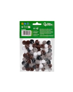 Pompones de colores liderpapel 1,5 cm tonalidades neutras bolsa con 80 unidades