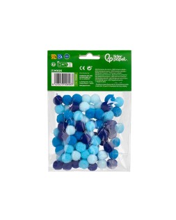 Pompones de colores liderpapel 1,5 cm tonalidades azules bolsa con 80 unidades