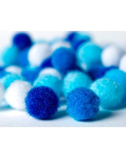Pompones de colores liderpapel 1,5 cm tonalidades azules bolsa con 80 unidades
