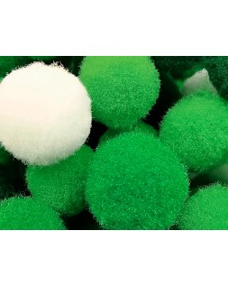 Pompones de colores liderpapel 1,5 cm tonalidades verdes bolsa con 80 unidades