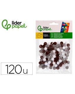 Pompones de colores liderpapel 1 cm tonalidades neutras bolsa con 120 unidades