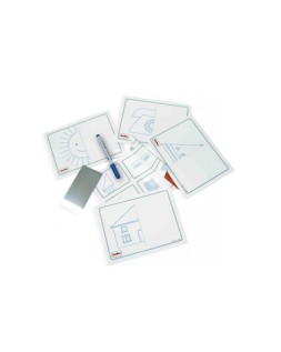 Juego tarjetas reutilizables henbea imagina y completa plastico flexible con ilustraciones 21x15 cm