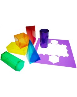 Juego plantillas 3d henbea plastico flexible formas geometricas colores translucidos 35x35 cm set con