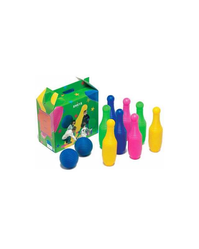 Bolo amaya de polietileno alto 26 cm incluye 8 bolos y 2 pelotas