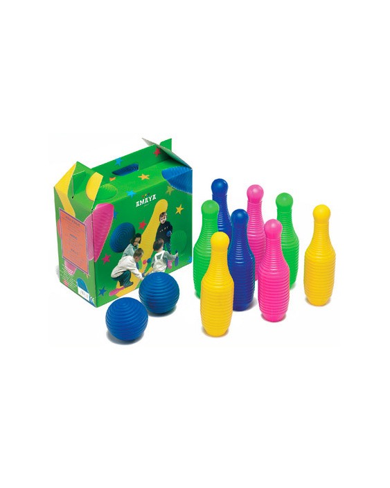Bolo amaya de polietileno alto 26 cm incluye 8 bolos y 2 pelotas