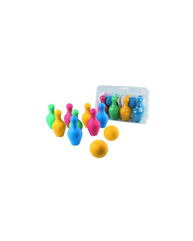 Juego de bolos amaya en foam 8 piezas y 2 pelotas longitud 18 cm