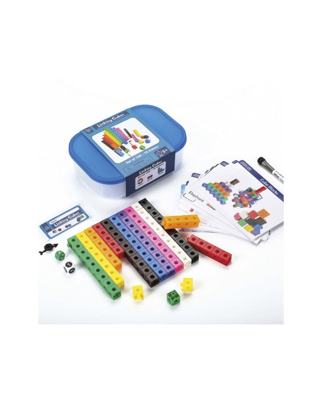 Cubo engarzable para juegos matematicos set de 100 unidades en 10 colores surtidos + 3 años