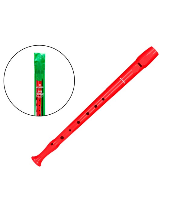 Flauta hohner 9508 color roja funda verde y transparente