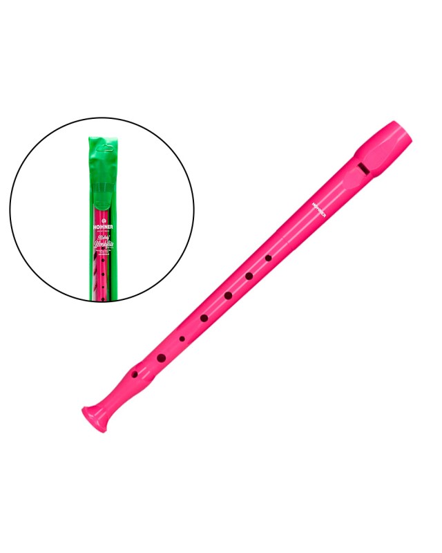 Flauta hohner 9508 color rosa funda verde y transparente