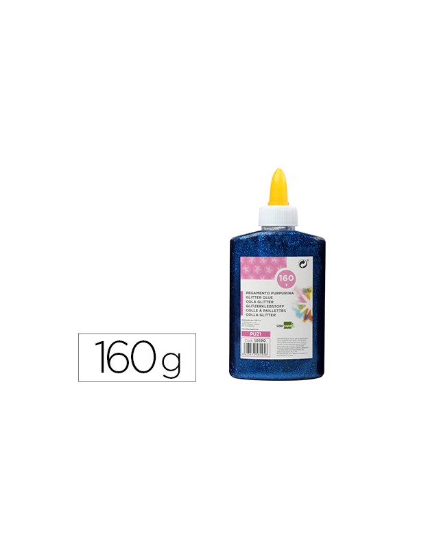Purpurina pegamento liderpapel fantasia azul metalizado bote de 160 gr