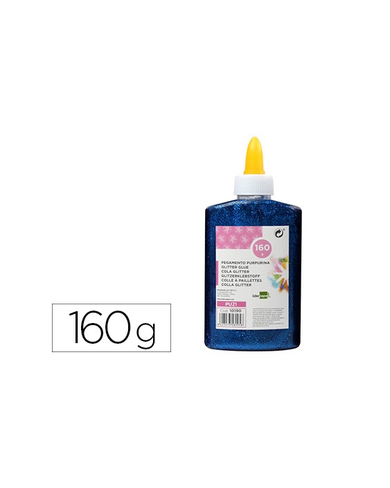 Purpurina pegamento liderpapel fantasia azul metalizado bote de 160 gr