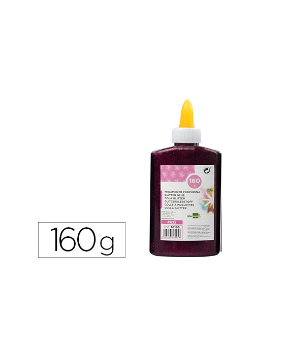 Purpurina pegamento liderpapel fantasia violeta metalizado bote de 160 gr