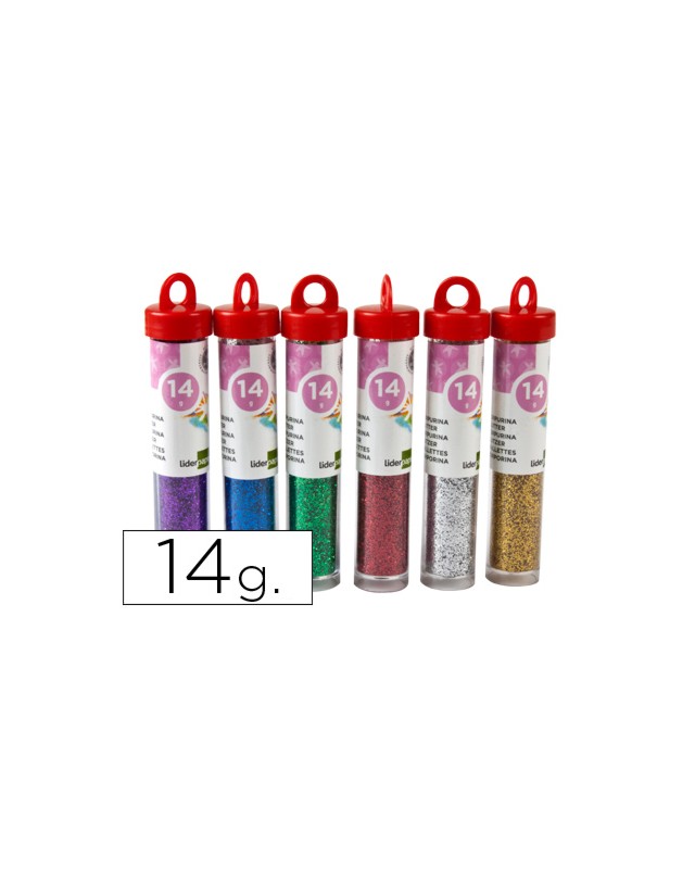 Purpurina liderpapel fantasia colores metalicos surtidos bote de 14 gr