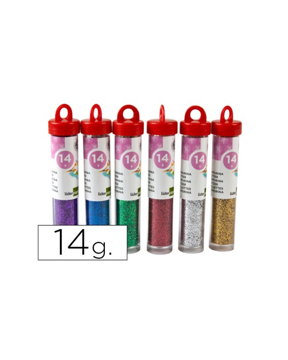 Purpurina liderpapel fantasia colores metalicos surtidos bote de 14 gr