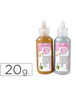 Purpurina pegamento liderpapel fantasia colores metalicos oro y plata bote de 20 gr
