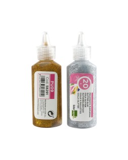 Purpurina pegamento liderpapel fantasia colores metalicos oro y plata bote de 20 gr