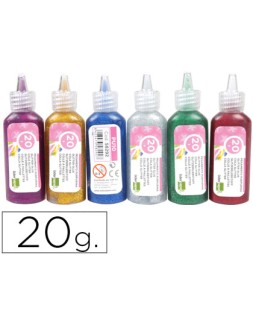 Purpurina pegamento liderpapel fantasia colores metalicos surtidos bote 20 gr