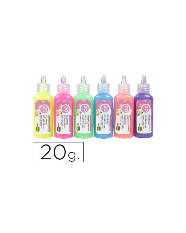 Purpurina pegamento liderpapel fantasia colores metalicos pasteles bote de 20 gr