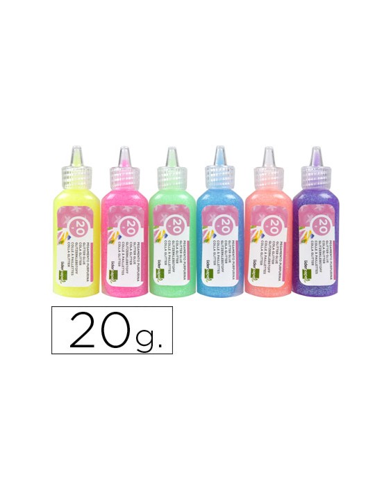 Purpurina pegamento liderpapel fantasia colores metalicos pasteles bote de 20 gr