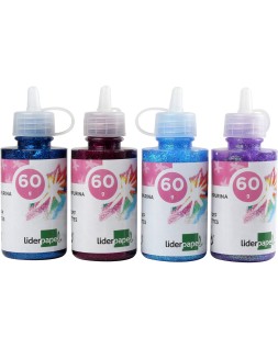 Purpurina pegamento liderpapel fantasia colores metalicos surtidos bote de 60 gr
