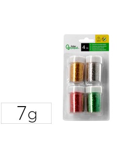 Purpurina liderpapel biodegradable fantasia bote 7 gr colores metalicos surtidos blister de 4 unidades
