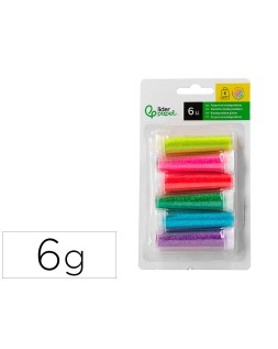 Purpurina liderpapel biodegradable fantasia bote 6 gr colores metalicos pastel surtidos blister de 6 unidades