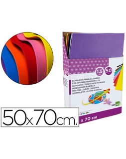 Goma eva liderpapel expositor de 50 planchasx10 colores surtidos 50x70 cm 1,5 mm espesor