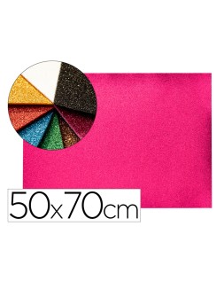 Goma eva con purpurina biodegradable liderpapel 50x70cm 60g/m2 espesor 2 mm rosa