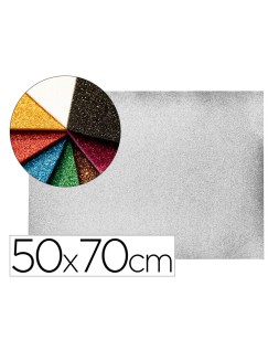 Goma eva con purpurina biodegradable liderpapel 50x70cm 60g/m2 espesor 2 mm plata