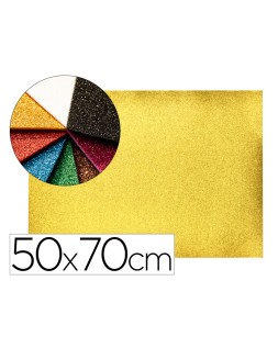 Goma eva con purpurina biodegradable liderpapel 50x70cm 60g/m2 espesor 2 mm oro